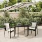 Preview: ARDEBO.de - 3-tlg. Garten-Essgruppe mit Kissen Schwarz Poly Rattan