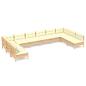 Preview: 10-tlg. Garten-Lounge-Set mit Creme Kissen Massivholz Kiefer