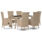 Preview: 7-tlg. Garten-Essgruppe mit Kissen Beige Poly Rattan