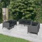 Preview: ARDEBO.de - 6-tlg. Garten-Lounge-Set mit Kissen Poly Rattan Dunkelgrau