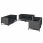 Preview: 6-tlg. Garten-Lounge-Set mit Kissen Poly Rattan Dunkelgrau