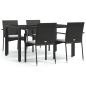 Preview: 5-tlg. Garten-Essgruppe mit Kissen Schwarz Poly Rattan