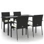 Preview: 5-tlg. Garten-Essgruppe mit Kissen Schwarz Poly Rattan