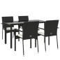 Preview: 5-tlg. Garten-Essgruppe mit Kissen Schwarz Poly Rattan