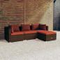 Preview: ARDEBO.de - 4-tlg. Garten-Lounge-Set mit Auflagen Poly Rattan Braun