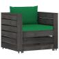 Preview: 2-tlg. Garten-Lounge-Set mit Kissen Grau Imprägniertes Holz