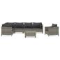 Preview: 8-tlg. Garten-Lounge-Set mit Kissen Grau Poly Rattan