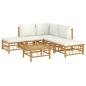 Preview: 6-tlg. Garten-Lounge-Set mit Cremewei?en Kissen Bambus