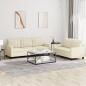 Preview: ARDEBO.de - 2-tlg. Sofagarnitur mit Kissen Creme Kunstleder