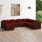 Preview: ARDEBO.de - 7-tlg. Garten-Lounge-Set mit Kissen Poly Rattan Braun