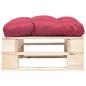 Preview: Garten-Palettenhocker mit Kissen in Rot Holz Natur