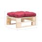 Preview: Garten-Palettenhocker mit Kissen in Rot Holz Natur