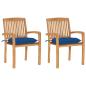Preview: ARDEBO.de - Gartenst?hle 2 Stk. mit Blauen Kissen Massivholz Teak
