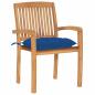 Preview: Gartenst?hle 2 Stk. mit Blauen Kissen Massivholz Teak