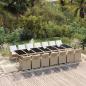 Preview: ARDEBO.de - 15-tlg. Garten-Essgruppe mit Kissen Poly Rattan Beige