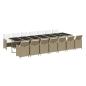 Preview: 15-tlg. Garten-Essgruppe mit Kissen Poly Rattan Beige
