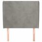 Preview: Kopfteil mit Ohren Hellgrau 83x23x118/128 cm Samt
