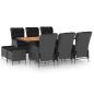 Preview: ARDEBO.de - 9-tlg. Garten-Essgruppe mit Auflagen Poly Rattan Dunkelgrau