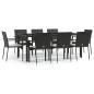 Preview: 9-tlg. Garten-Essgruppe mit Kissen Schwarz Poly Rattan