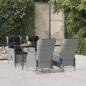 Preview: ARDEBO.de - 5-tlg. Garten-Essgruppe Hellgrau Poly Rattan