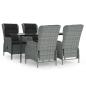 Preview: 5-tlg. Garten-Essgruppe Hellgrau Poly Rattan