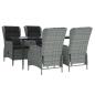 Preview: 5-tlg. Garten-Essgruppe Hellgrau Poly Rattan