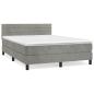 Preview: Boxspringbett mit Matratze Hellgrau 140x190 cm Samt