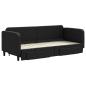 Preview: Tagesbett Ausziehbar mit Schubladen Schwarz 80x200 cm Stoff