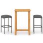 Preview: 3-tlg. Gartenbar-Set mit Kissen Grau