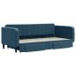 Preview: Tagesbett Ausziehbar mit Schubladen Blau 100x200 cm Samt