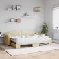 Preview: ARDEBO.de - Tagesbett Ausziehbar Creme 80x200 cm Stoff