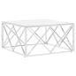 Preview: Couchtisch Silbern 80x80x40 cm Edelstahl und Glas