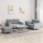 Preview: ARDEBO.de - 3-tlg. Sofagarnitur mit Kissen Hellgrau Stoff