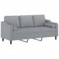 Preview: 3-Sitzer-Sofa mit Zierkissen Hellgrau 180 cm Stoff