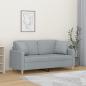 Preview: ARDEBO.de - 2-Sitzer-Sofa mit Zierkissen Hellgrau 140 cm Stoff
