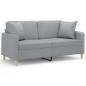 Preview: 2-Sitzer-Sofa mit Zierkissen Hellgrau 140 cm Stoff