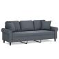 Preview: 3-Sitzer-Sofa mit Zierkissen Dunkelgrau 180 cm Samt