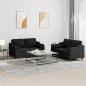 Preview: ARDEBO.de - 2-tlg. Sofagarnitur mit Kissen Schwarz Stoff
