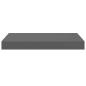 Preview: Schweberegale 2 Stk. Hochglanz-Grau 40x23,5x3,8 cm MDF