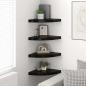 Preview: Eck-Schweberegale 4 Stk. Hochglanz-Schwarz 35x35x3,8 cm MDF