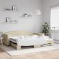 Preview: ARDEBO.de - Tagesbett Ausziehbar Creme 100x200 cm Stoff