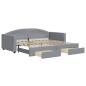 Preview: Tagesbett Ausziehbar mit Schubladen Hellgrau 90x200 cm Stoff