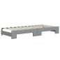 Preview: Tagesbett Ausziehbar mit Schubladen Hellgrau 90x200 cm Stoff