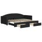 Preview: Tagesbett Ausziehbar mit Schubladen Schwarz 90x200 cm Stoff