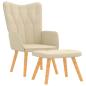 Preview: Relaxsessel mit Hocker Creme Stoff
