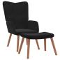 Preview: Relaxsessel mit Hocker Schwarz Samt