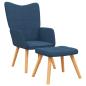 Preview: Relaxsessel mit Hocker Blau Stoff