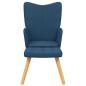 Preview: Relaxsessel mit Hocker Blau Stoff