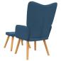 Preview: Relaxsessel mit Hocker Blau Stoff