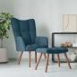 Preview: ARDEBO.de - Relaxsessel mit Hocker Blau Samt